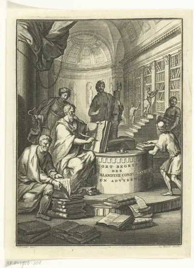 Titelpagina voor: Kort begryp van de ses deelen der Hollandse consultatien en advysen, inhoudende alle de voortreffelyke materien en voorvallen, daar in begrepen, Amsterdam 1709