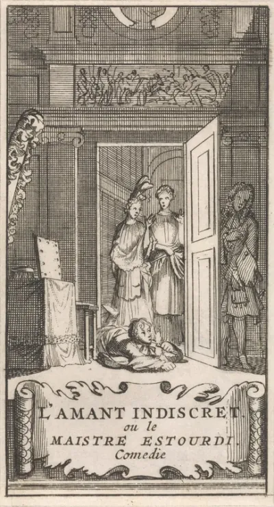 Titelpagina voor "L'Amant Indiscret, ou le Maistre Estourdi", in: P. Quinault, Le theatre, deel II, 1697
