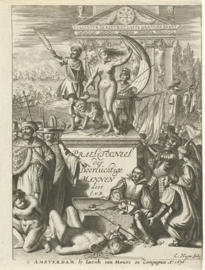 Titelpagina voor: L. van den Bosch, Prael-tooneel der doorluchtige mannen, 1676