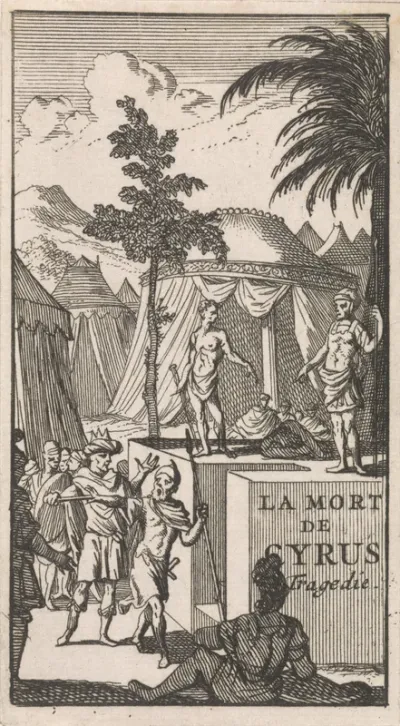 Titelpagina voor "La Mort de Cyrus", in: P. Quinault, Le theatre, deel I, 1697