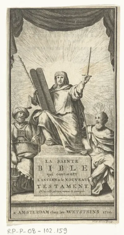 Titelpagina voor: La sainte bible. Amsterdam, 1710.