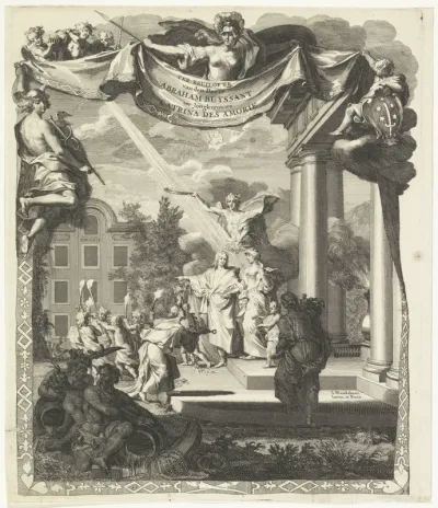 Titelpagina voor: Langendijk, Pieter e.a. Huwelykszangen, ter bruilofte van den heere Abraham Buyssant, en jongkvrouwe Catharina des Amorie: In den echt vereenigd binnen Haarlem den 16den van Wiedemaant 1720 , 1720