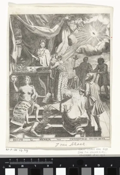 Titelpagina voor: Leeuwenhoek, Anthony van. Vijfde vervolg der Brieven, geschreven aan verscheide hoge standspersonen en geleerde luijden, 1696