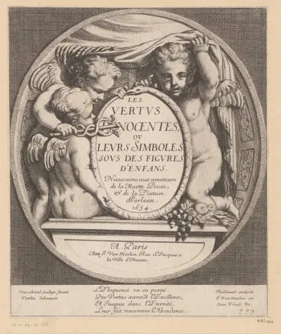 Titelpagina voor: Les vertus innocentes, ou leurs symboles sous des figures d'enfans, 1654