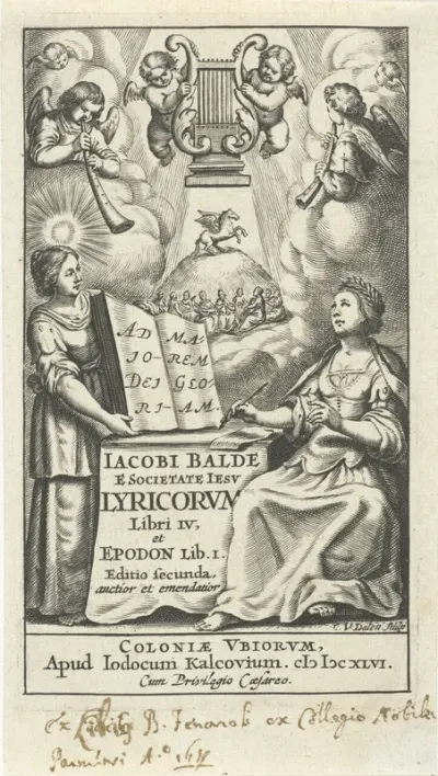 Titelpagina voor: Lyricorum libri IV, Keulen 1646