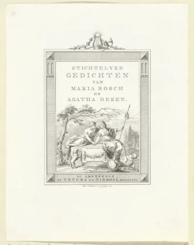 Titelpagina voor: M. Bosch en A. Deken 'Stichtelyke Gedichten', 1775