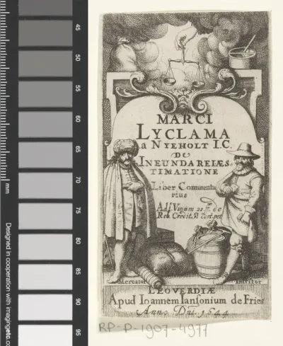 Titelpagina voor: Marcus Lycklama à Nijeholt, De Ineunda rei aestimatione, 1644