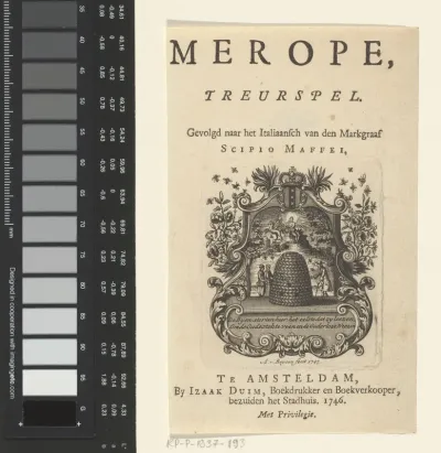 Titelpagina voor: Merope, Treurspel. Amsterdam: 1746