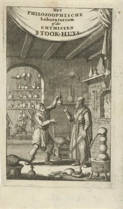 Titelpagina voor: N. L'Emery, Het philosoophische laboratorium, of der chymisten stook-huis, 1683