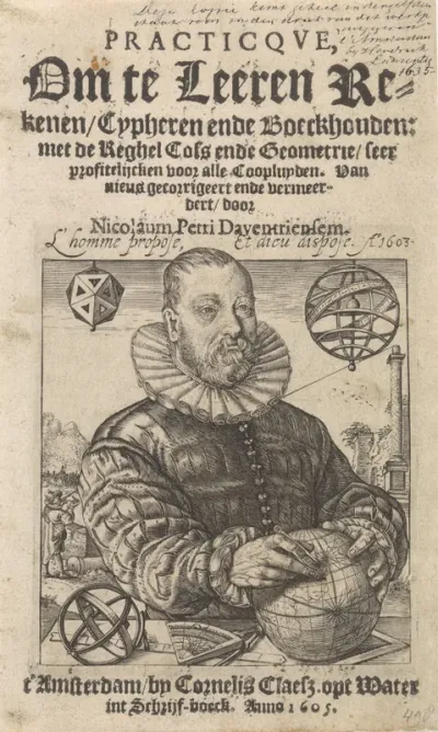 Titelpagina voor: N. Petri. Practicqve, om te leeren rekenen, cypheren ende boeckhouden, 1605