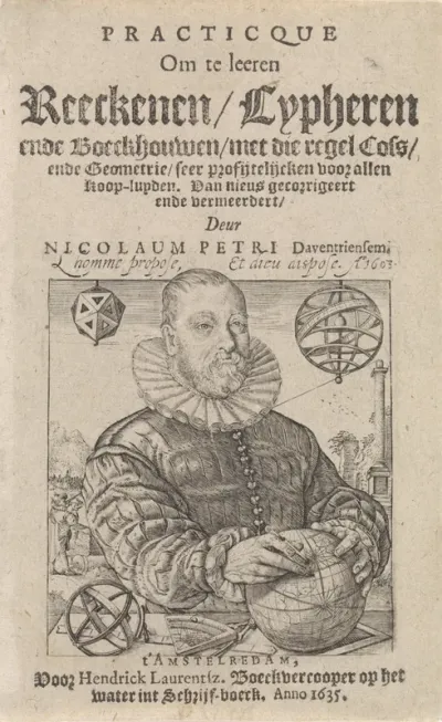 Titelpagina voor: N. Petri. Practicqve, om te leeren rekenen, cypheren ende boeckhouden, 1635