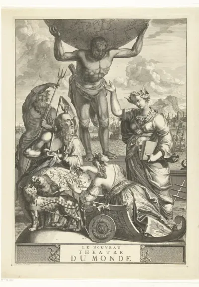 Titelpagina voor: Nicholas Gueudeville, Le nouveau theatre du monde, ou La geographie royale, Leiden 1713