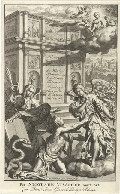 Titelpagina voor Nicolaes Jansz. Visscher, Historiæ sacræ tam Veteris quam Novi Testamenti, elegantissimis iconibus expressæ