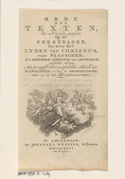 Titelpagina voor: Orde der texten (...), 1776