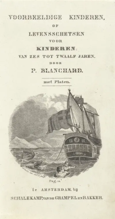 Titelpagina voor: P. Blanchard, Voorbeeldige Kinderen of Levensschetsen voor kinderen van zes tot twaalf jaren, 1827