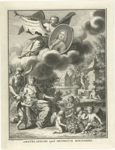 Titelpagina voor: P. Burman, Poëmatum libri quatuor, 1745