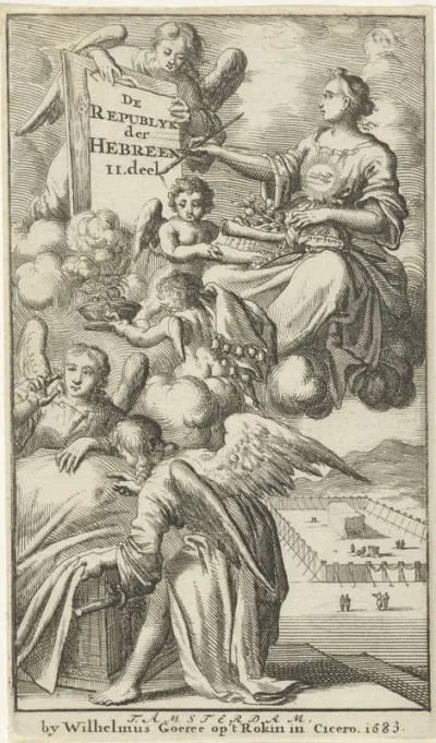 Titelpagina voor: P. Cunaeus, De republyk der Hebreen, of gemeenebest der joden dl. 2, 1683