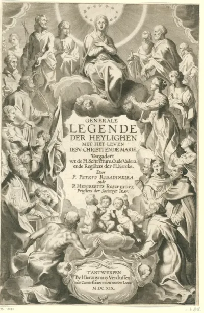 Titelpagina voor: P. de Ribadenetra en H. Rosweyde, Generale Legende der Heylighen, 1619