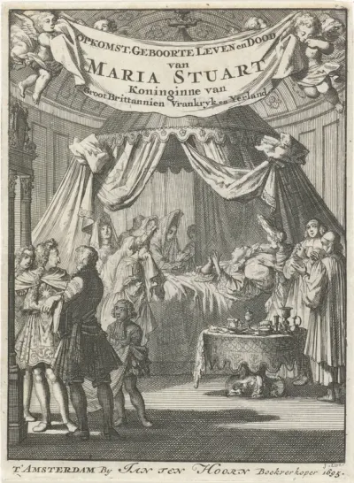 Titelpagina voor: P. Rabus, Opkomst, geboorte, leven en dood van Maria Stuart, 1695