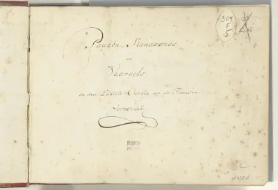 Titelpagina voor: Pauken, Standaards en Vaandels in den Laaste Oorlog op de Fransen veroovert, ca. 1713-1720