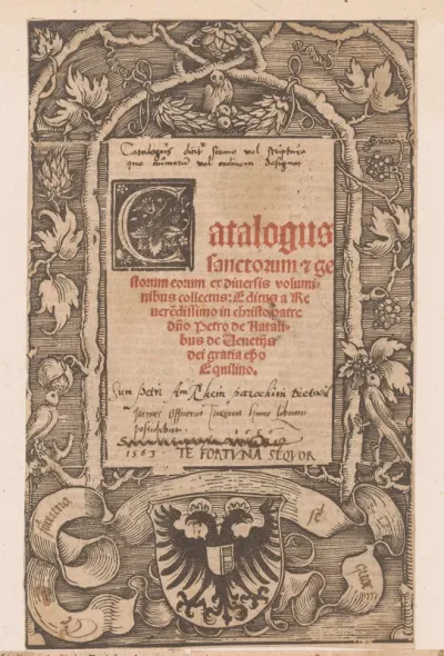 Titelpagina voor: Petrus de Natalibus, Catalogus Sanctorum, 1513