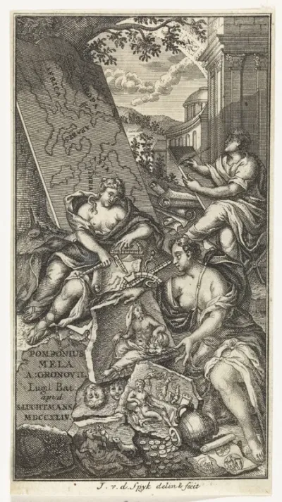 Titelpagina voor: Pomponius Mela, De situ orbis libri III, 1744