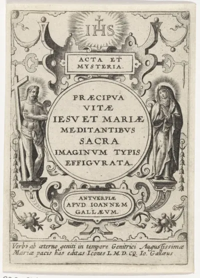 Titelpagina voor: Praecipua vitae Jesu et Mariae meditantibus sacra imaginum typis effigurata, [s.a.]