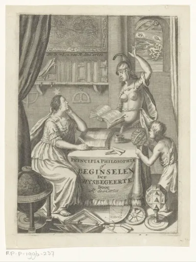 Titelpagina voor: René Descartes, Principia Philosophia of beginselen der Wysbegeerte, 1690
