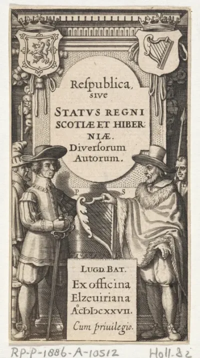 Titelpagina voor Respublica, sive Statvs regni Scotiæ et Hiberniæ, 1627.