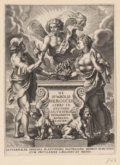 Titelpagina voor: S. Pietrasanta, De symbolis Heroicis, Antwerpen, 1634