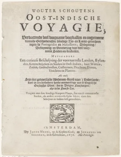 Titelpagina voor: Schoutens, Wouter. Oost-Indische voyagie (...), 1676