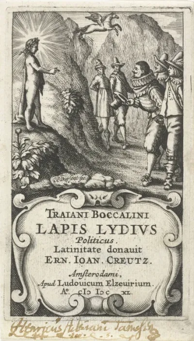 Titelpagina voor T. Boccalini, Lapis Lydivs politicus, 1640