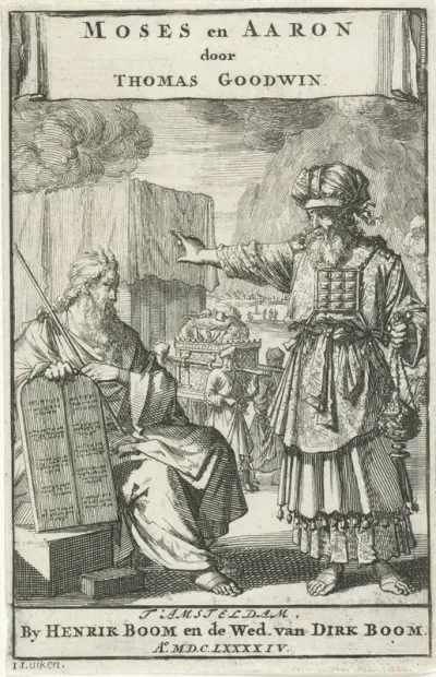 Titelpagina voor: T. Godwin, Moses en Aaron, ofte Burgerlyke en kerkelyke gewoonten der oude Hebreen, 1694