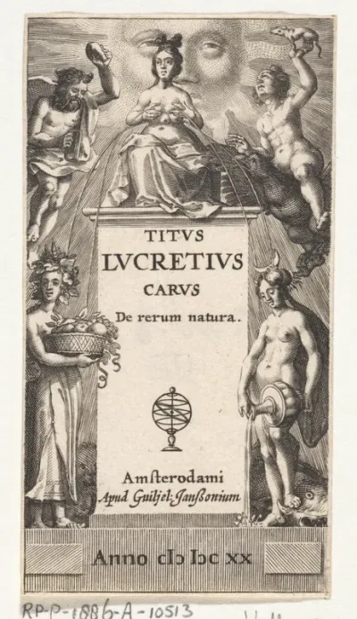Titelpagina voor T. Lucretius Carus, De rerum natura, 1620