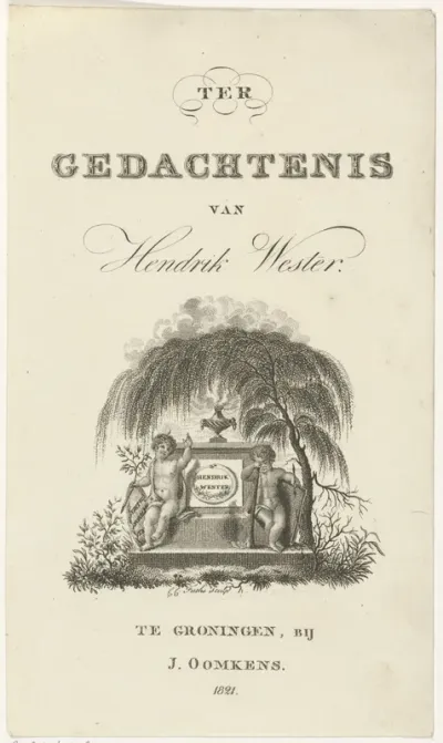 Titelpagina voor: T. van Swinderen, Ter gedachtenis van Hendrik Wester, 1821