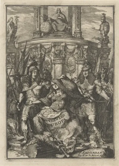 Titelpagina voor: 't Verwerd Europa, ofte Politijke en historische beschryvinge der waare fundamenten (...) van de oorlogen (...) in Europa, Amsterdam 1675