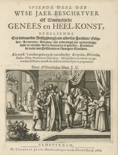 Titelpagina voor: 't Vierde deel der wyse jaer-beschryver of Wonderlĳcke genees en heel-konst, 1662