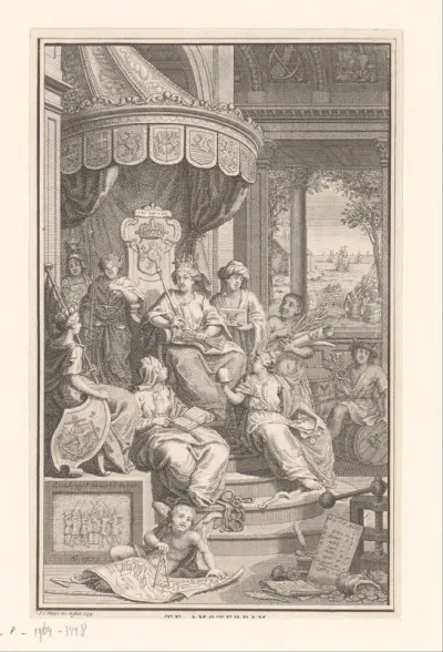 Titelpagina voor: Thomas Salmon en Jan Wagenaar, Tegenwoordige staat der Vereenigde Nederlanden, Eerste deel, 1739