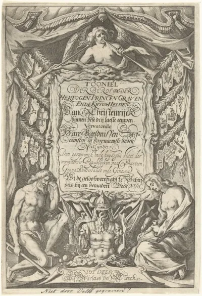 Titelpagina voor: Tooneel der beroemder hertogen princen graven ende krygs-helden van christenrijk, Delft 1617
