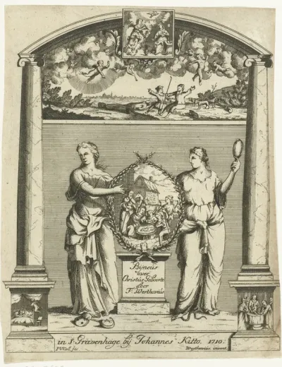 Titelpagina voor: Twee boeken over de geboorte (...) van Jesus Christus, 1710