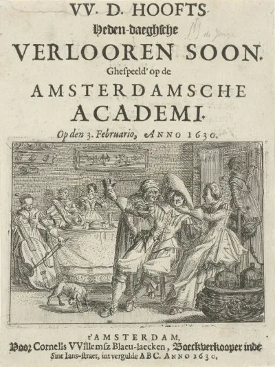 Titelpagina voor: W.D. Hooft, Hedendaagse verloren zoon, 1630.