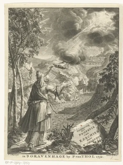 Titelpagina voor: W. Greenhill, Verklaring over de profetie van Ezechiel, 's-Gravenhage 1732