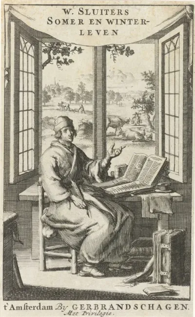 Titelpagina voor: W. Sluiter, Buiten- eensaem huis- somer- en winter-leven, 1687