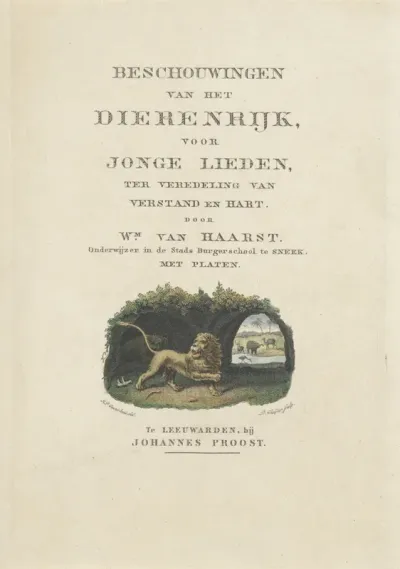 Titelpagina voor: W. van Haarst, Beschouwingen van het Dierenrijk, [1828]