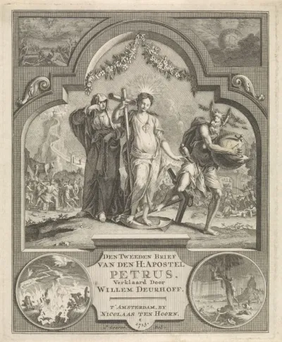 Titelpagina voor Willem Deurhoff, Geloove, hoope, en liefde der christenen, vertoond in den tweeden brief van den heiligen apostel Simeon Petrus, 1713