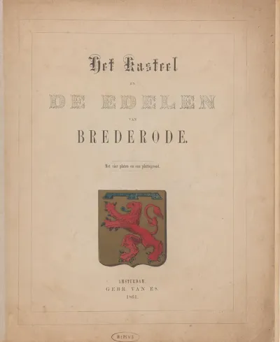 Titelpagina voor: Willem Jacob Hofdijk, Het kasteel en de edelen van Brederode, 1861