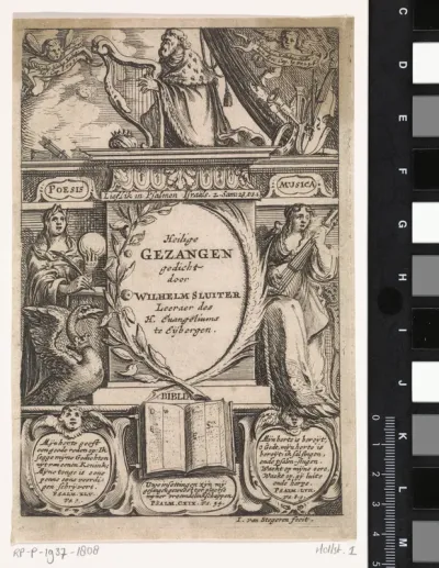 Titelpagina voor: Willem Sluiter, Psalmen, lof-sangen, ende geestelike liedekens, 1661