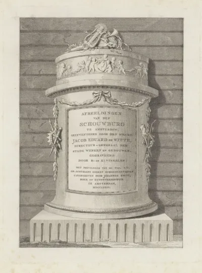 Titelpagina voor: Witte, J.E. de, afbeeldingen van den Schouwburg, 1774