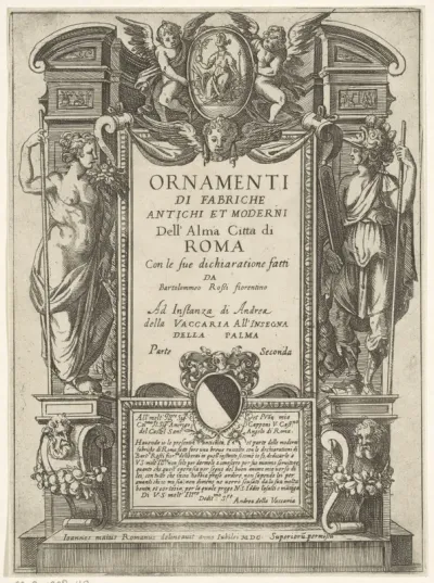 Titelprent met allegorische figuren en putti