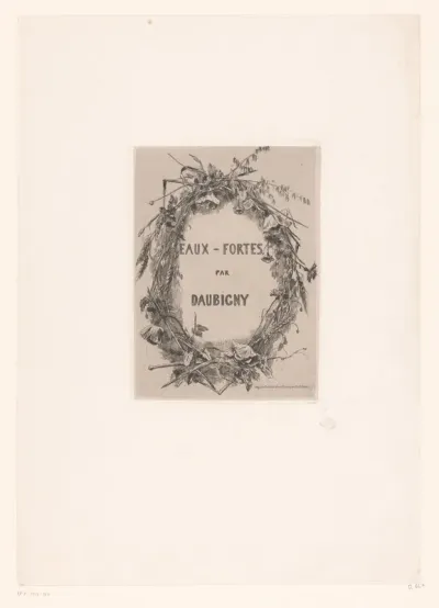 Titelprent met bloemenkrans